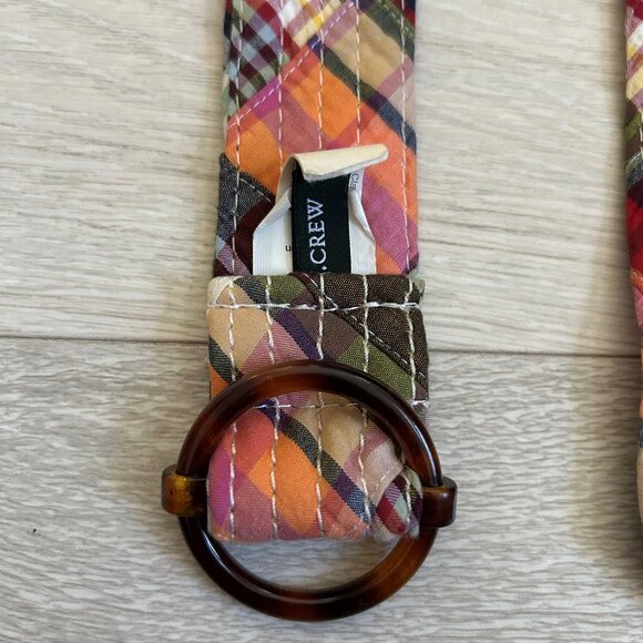 J. Crew Colorful Preppy Madras Plaid Patchwork Quilt Belt - Picture 13 of 16
